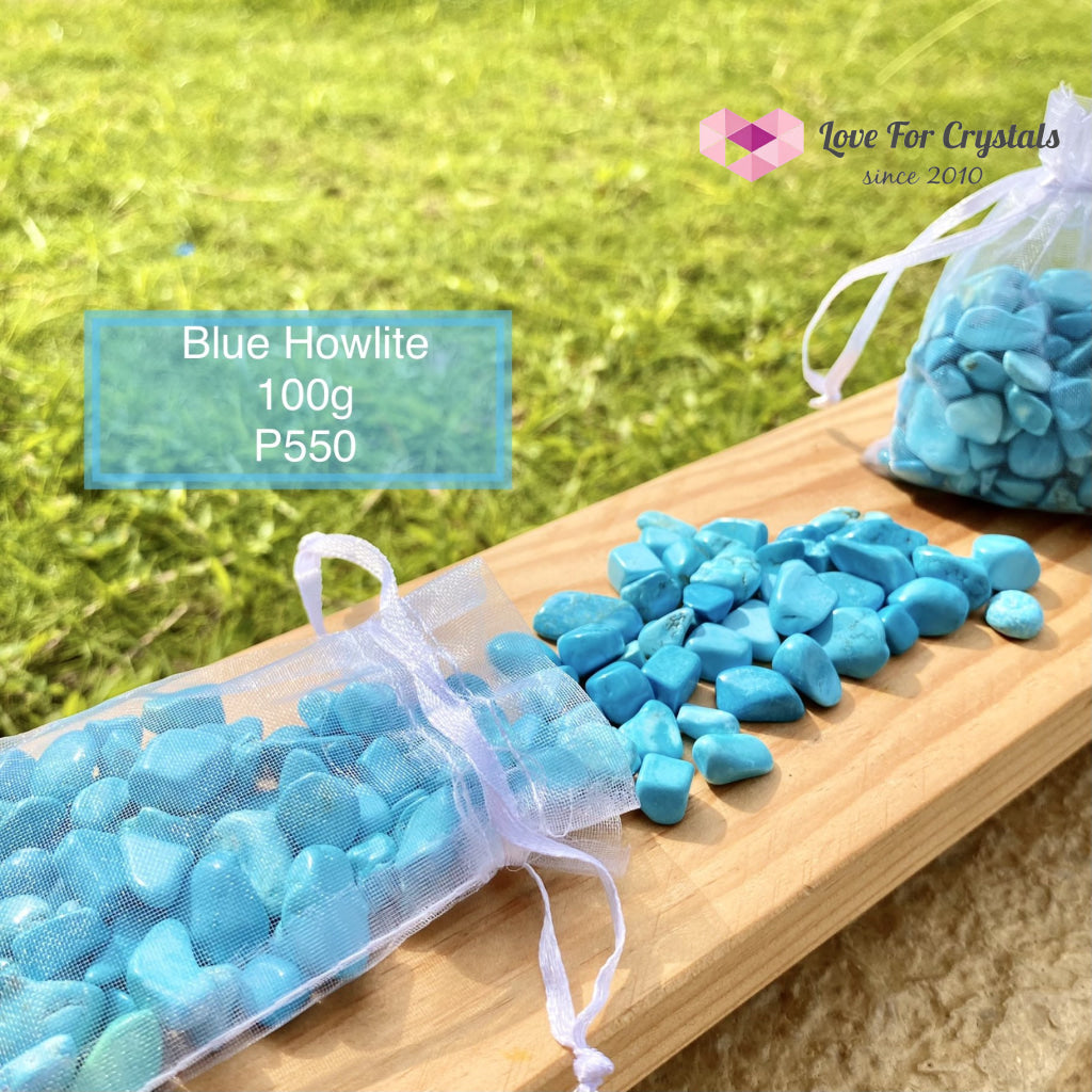 Blue Howlite (Dyed) Chips In A Pouch 100G Tumbled