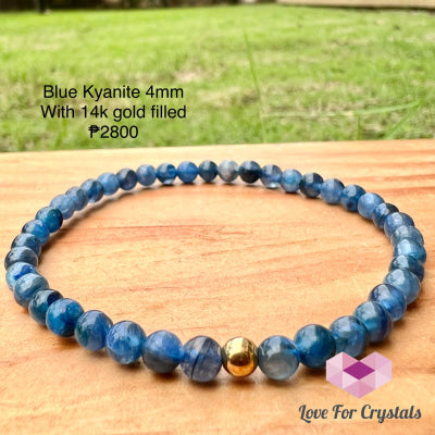 Blue Kyanite 4Mm Bracelet With 14K Gold Filled (Shimmer & Gems) 5.5