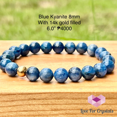 Blue Kyanite 8Mm Bracelet With 14K Gold Filled (Shimmer & Gems)