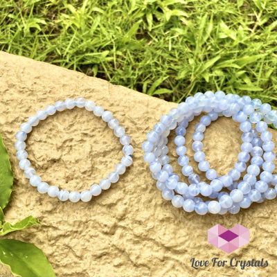 Blue Lace Agate 6Mm Gemstone Energy Bracelet