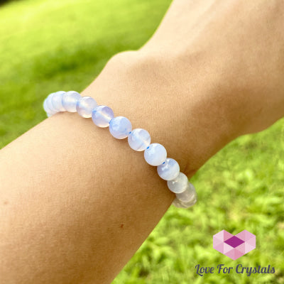 Blue Lace Agate 6Mm Gemstone Energy Bracelet 5.5