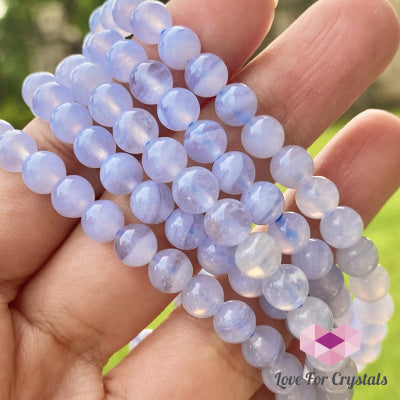 Blue Lace Agate 6Mm Gemstone Energy Bracelet