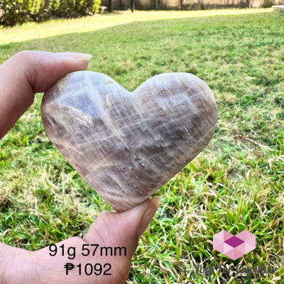 Blue Moonstone Heart 91G 57Mm Carved Crystals