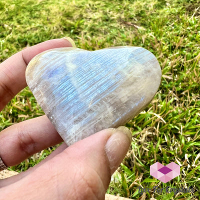 Blue Moonstone Heart Carved Crystals
