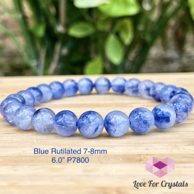 Blue Rutilated Quartz Bracelet (7-8Mm) Aaa