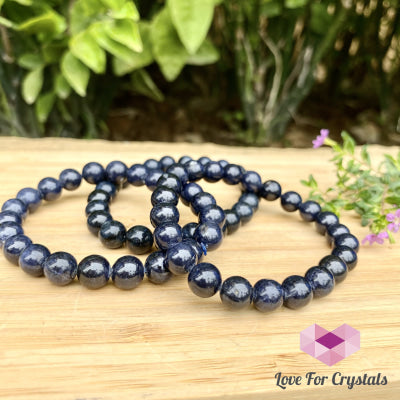 Blue Sapphire Gemstone Bracelet (7-8Mm Round Beads)