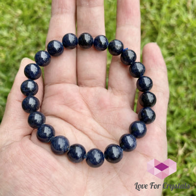 Blue Sapphire Gemstone Bracelet (7-8Mm Round Beads)