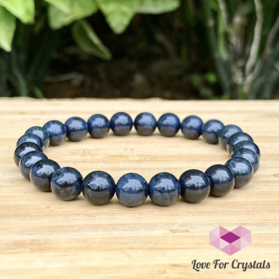 Blue Sapphire Gemstone Bracelet (7-8Mm Round Beads)