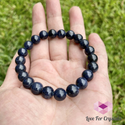 Blue Sapphire Gemstone Bracelet (7-8Mm Round Beads)