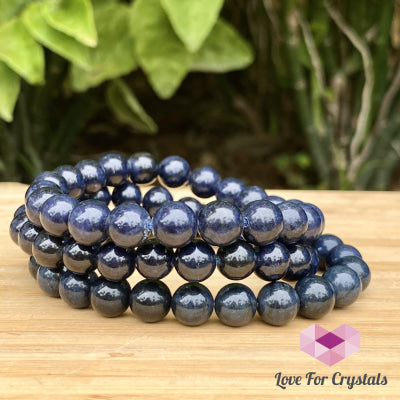 Blue Sapphire Gemstone Bracelet (7-8Mm Round Beads)