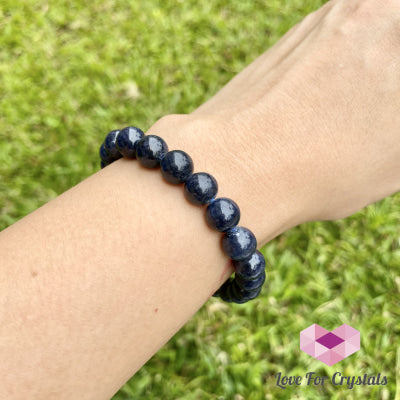 Blue Sapphire Gemstone Bracelet (7-8Mm Round Beads)