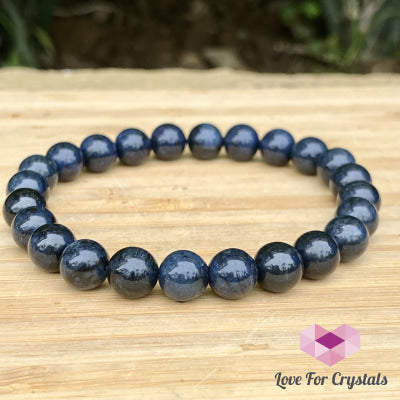 Blue Sapphire Gemstone Bracelet (7-8Mm Round Beads)