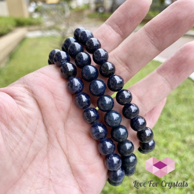 Blue Sapphire Gemstone Bracelet (7-8Mm Round Beads)