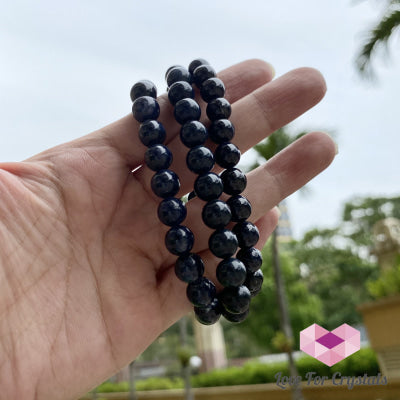 Blue Sapphire Gemstone Bracelet (7-8Mm Round Beads)