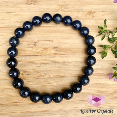 Blue Sapphire Gemstone Bracelet (7-8Mm Round Beads)