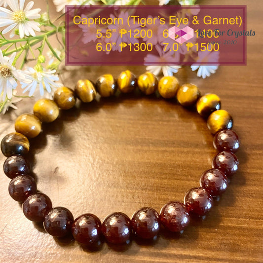 Capricorn Zodiac Remedy Bracelet (Tigers Eye & Garnet) 5.5 (Small)