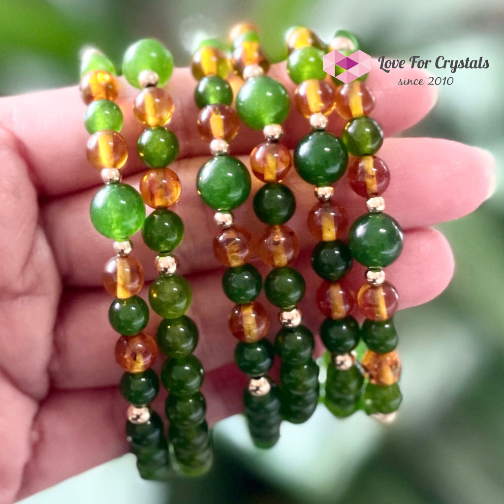 Career Luck Bracelet (Amber Taiwan Jade 14K Gold-Filled Beads)