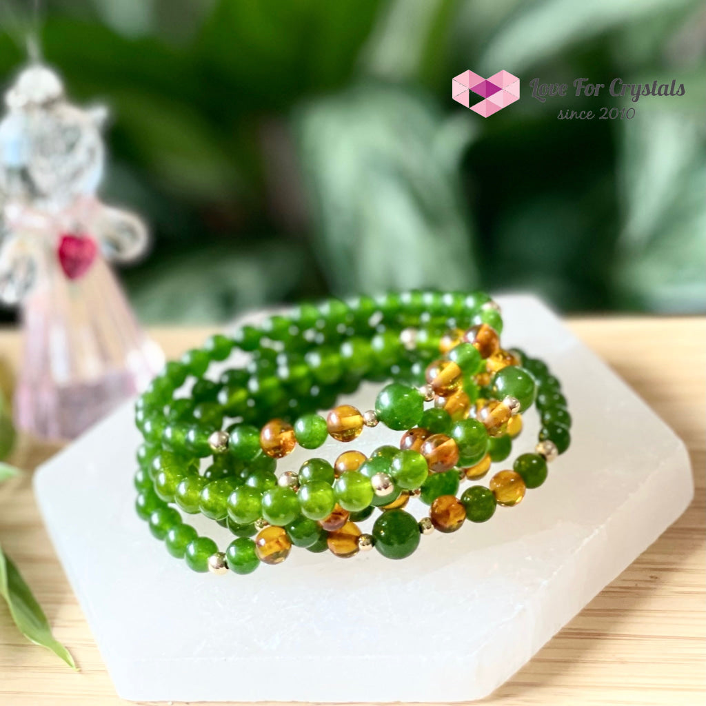 Career Luck Bracelet (Amber Taiwan Jade 14K Gold-Filled Beads)