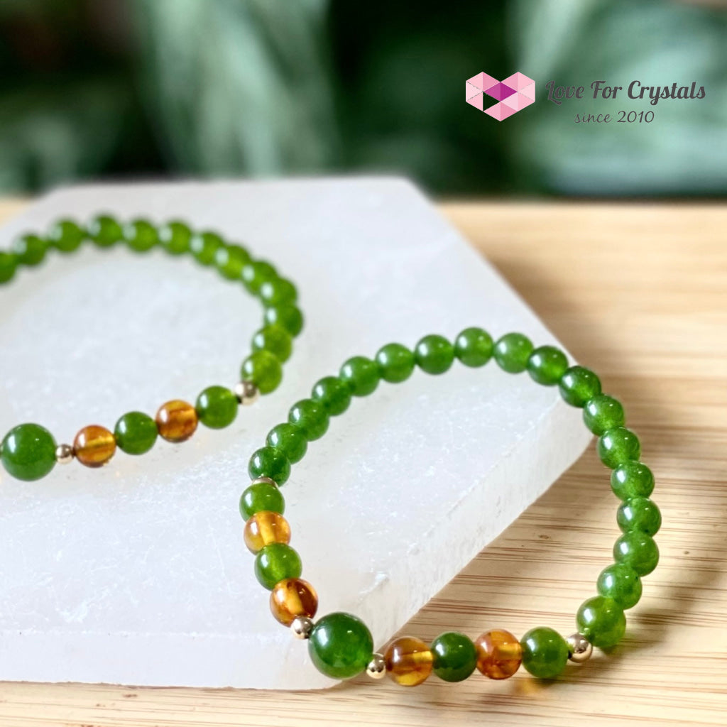 Career Luck Bracelet (Amber Taiwan Jade 14K Gold-Filled Beads)