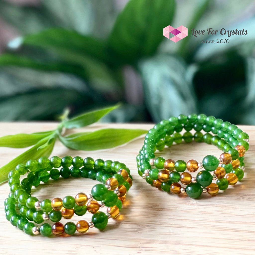 Career Luck Bracelet (Amber Taiwan Jade 14K Gold-Filled Beads) 7.0