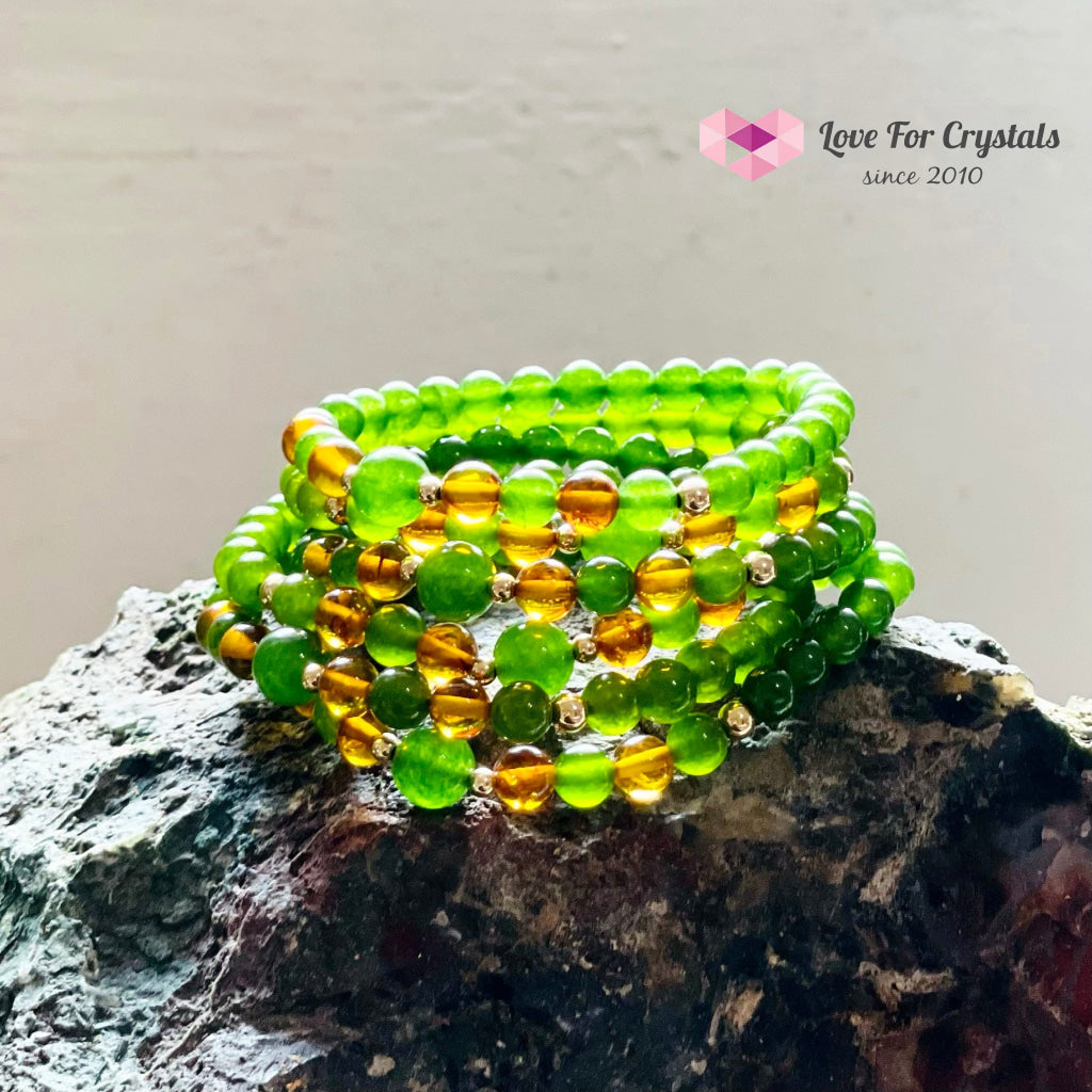 Career Luck Bracelet (Amber Taiwan Jade 14K Gold-Filled Beads)