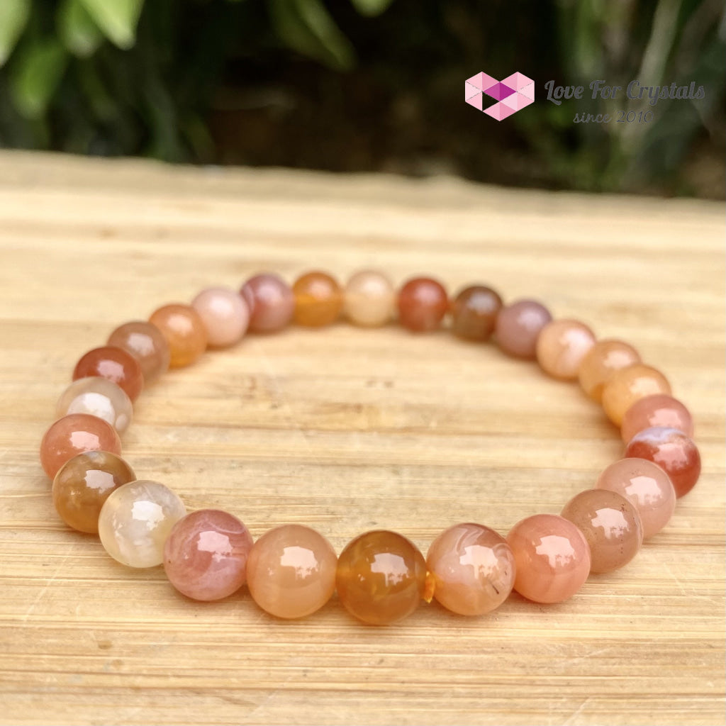 Carnelian Flower Agate 8Mm Bracelet (Brazil)