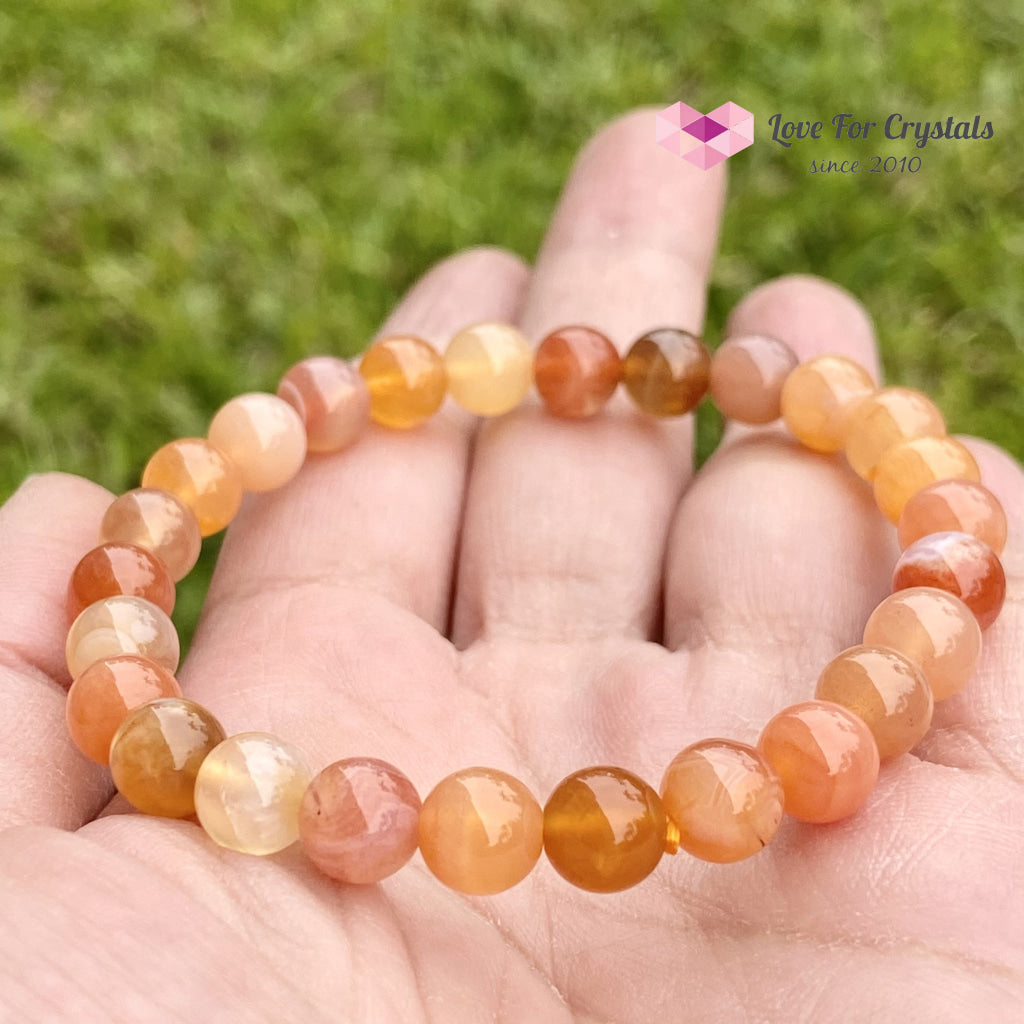 Carnelian Flower Agate 8Mm Bracelet (Brazil)