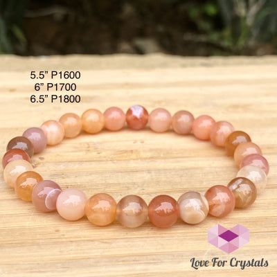 Carnelian Flower Agate 8Mm Bracelet (Brazil)