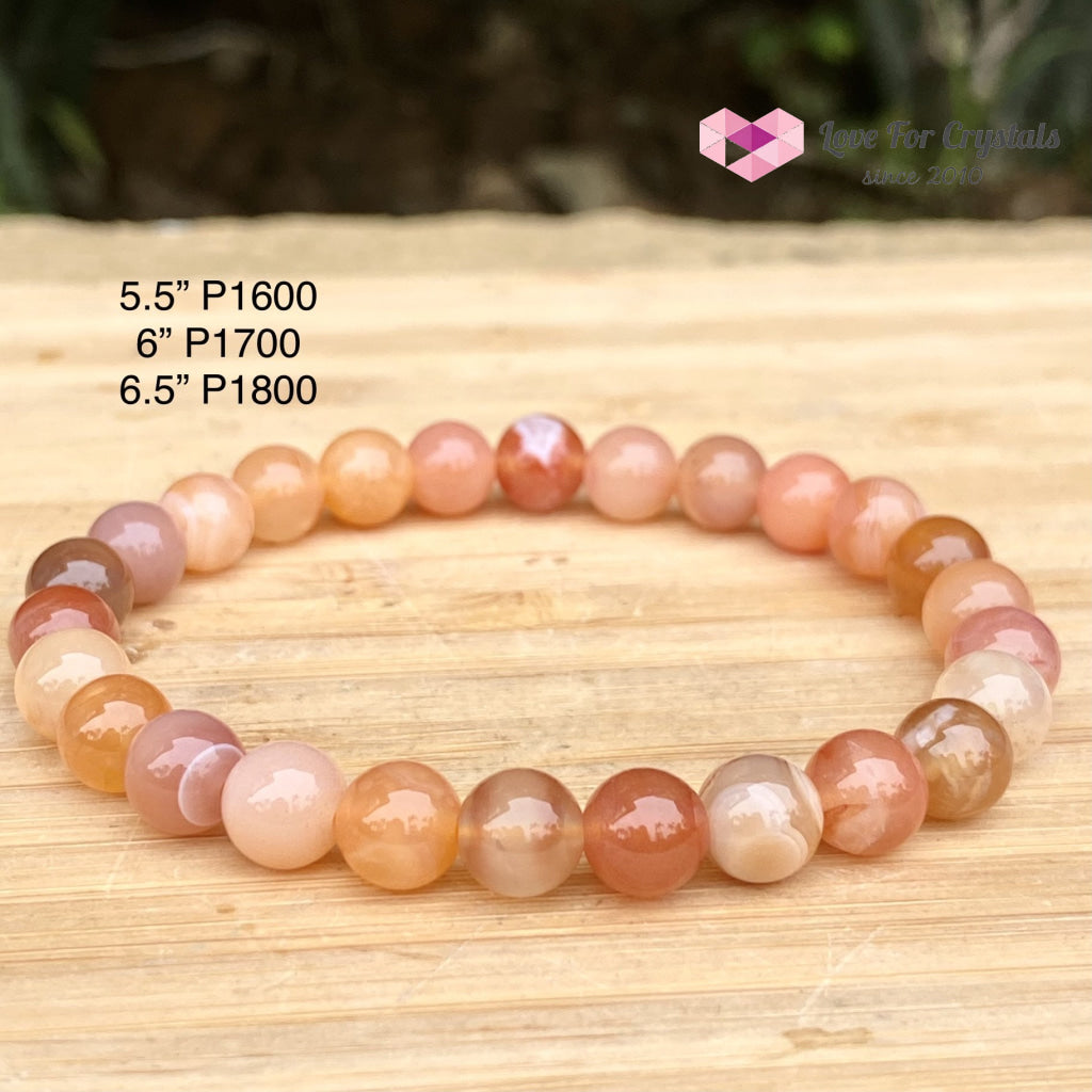 Carnelian Flower Agate 8Mm Bracelet (Brazil)