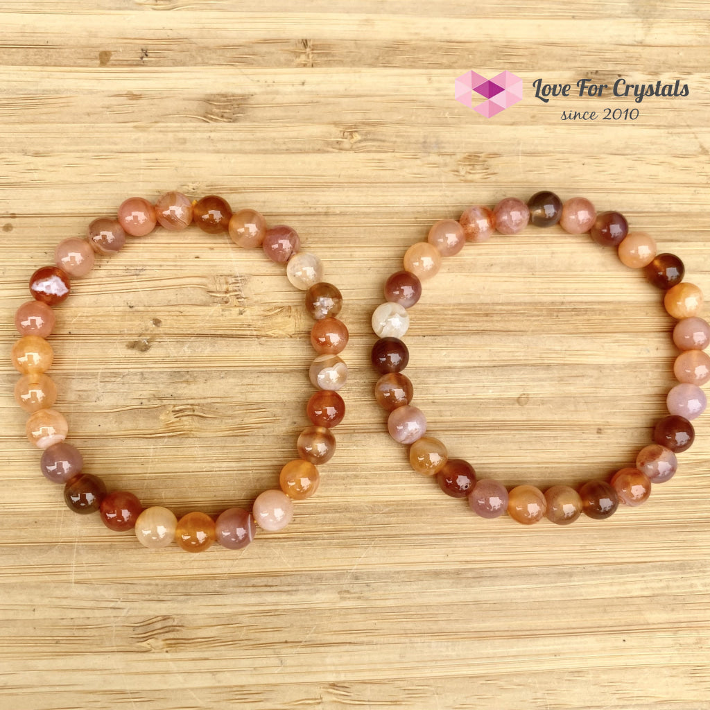 Carnelian Flower Agate 8Mm Bracelet (Brazil)
