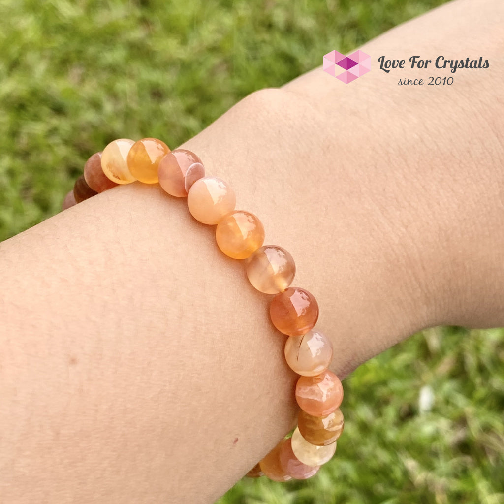 Carnelian Flower Agate 8Mm Bracelet (Brazil)