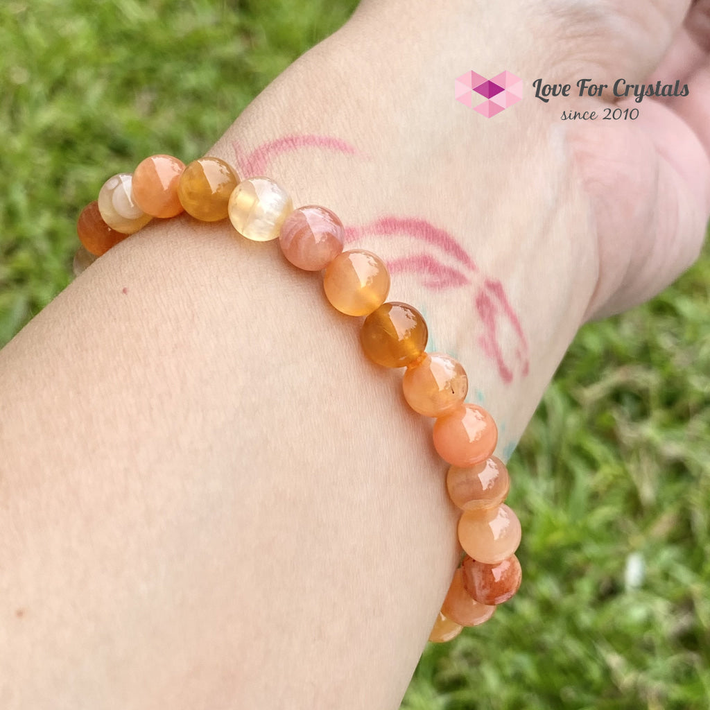Carnelian Flower Agate 8Mm Bracelet (Brazil)
