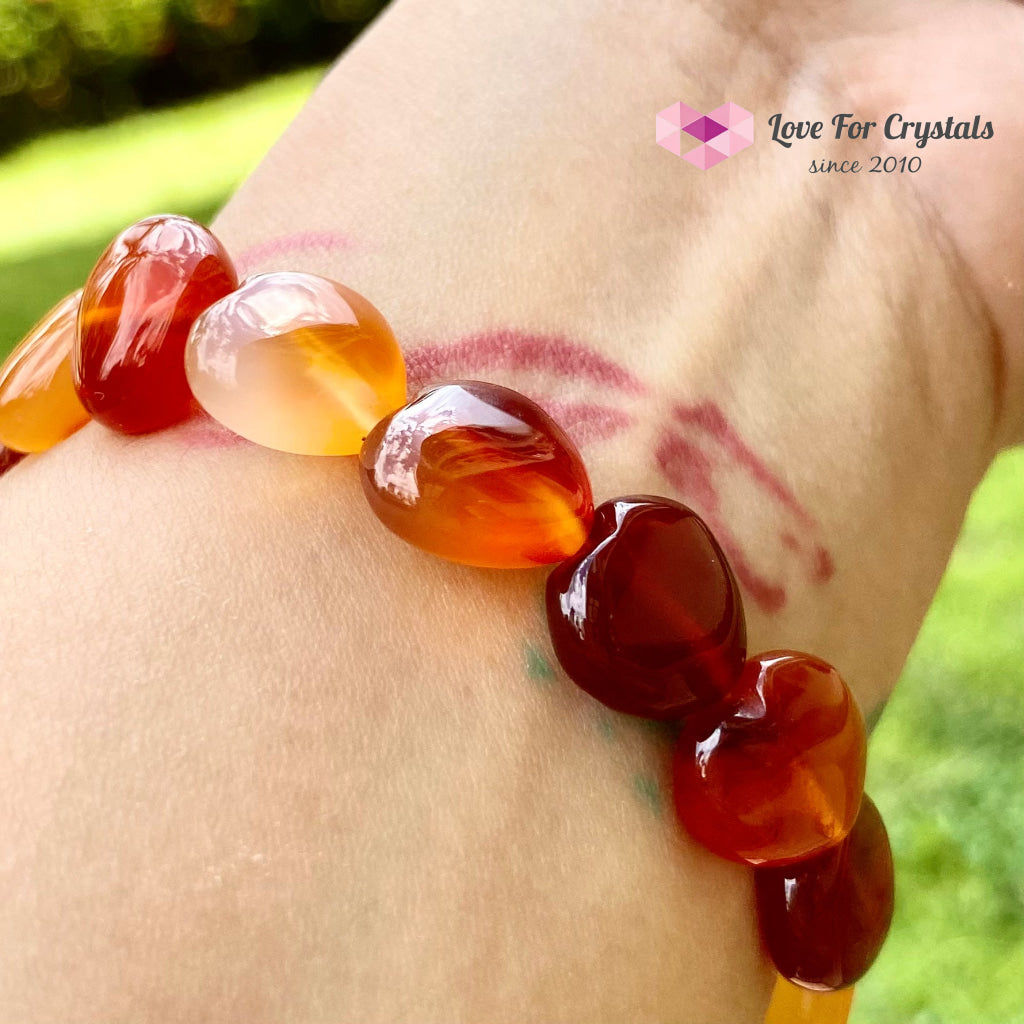 Carnelian Hearts Gemstone Energy Bracelet (10Mm) 5.5