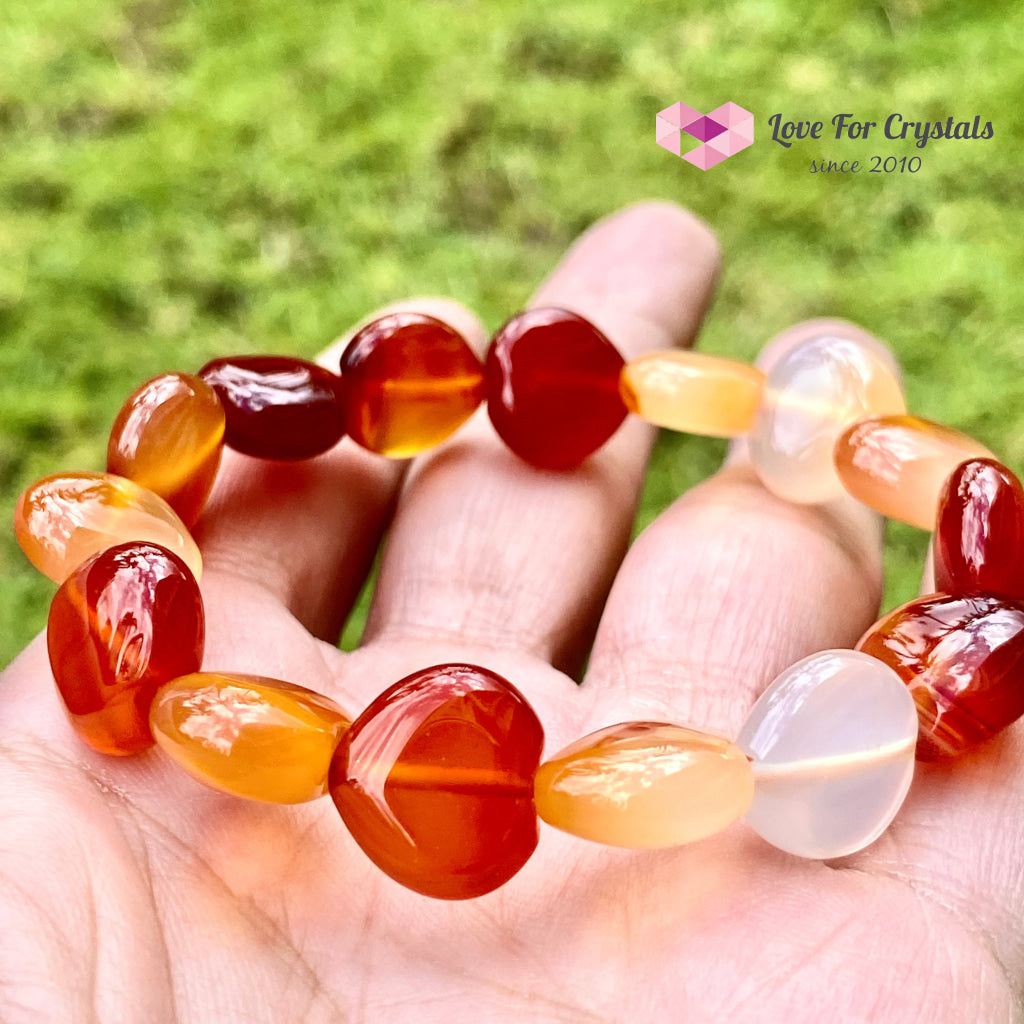 Carnelian Hearts Gemstone Energy Bracelet (10Mm) 6.0