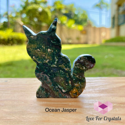 Cat Hand Carved Crystals 55-60Mm Ocean Jasper Crystals