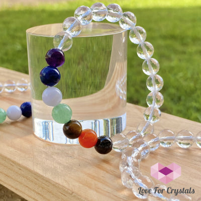 Chakra With Clear Quartz Faceted Bracelet