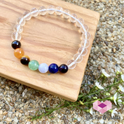 Chakra With Clear Quartz Faceted Bracelet