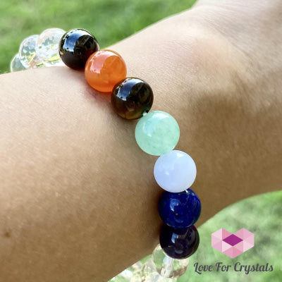 Chakra With Clear Quartz Faceted Bracelet