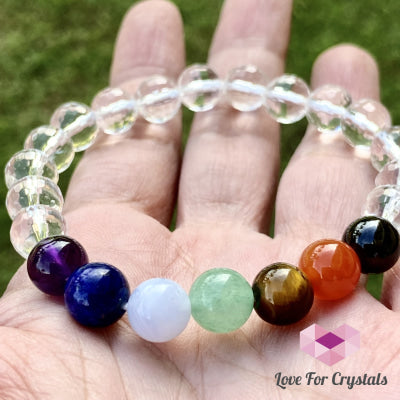 Chakra With Clear Quartz Faceted Bracelet