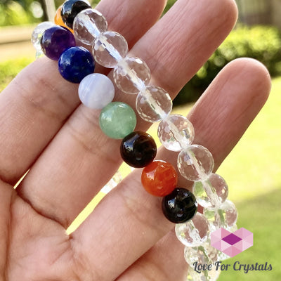 Chakra With Clear Quartz Faceted Bracelet