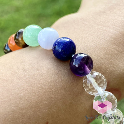 Chakra With Clear Quartz Faceted Bracelet