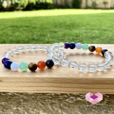 Chakra With Clear Quartz Faceted Bracelet