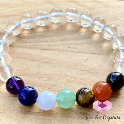 Chakra With Clear Quartz Faceted Bracelet