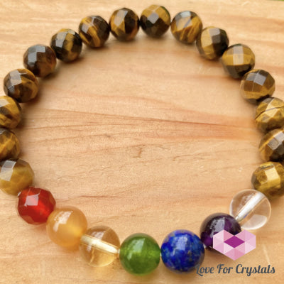 Chakra With Tigers Eye Faceted Bracelet