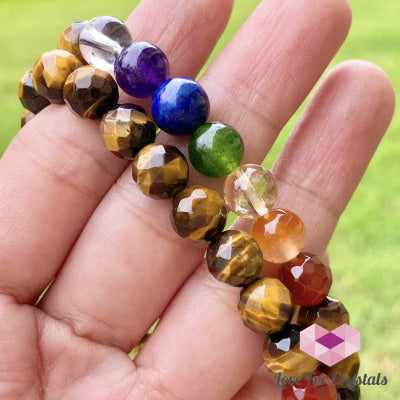 Chakra With Tigers Eye Faceted Bracelet