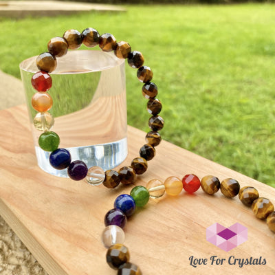 Chakra With Tigers Eye Faceted Bracelet