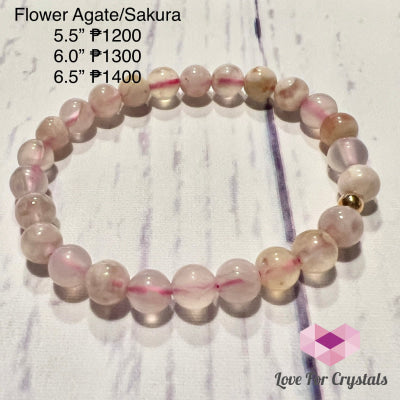 Cherry Blossom (Sakura) 6Mm Bracelet - Shimmer & Gems 5.5” Bracelet