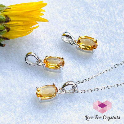 Citrine Oval Pendant (Money Activator) -Shimmer And Gems