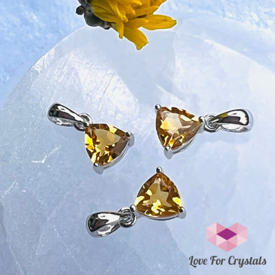Citrine Triangle Pendant Aaa (Money Activator) - Shimmer And Gems 6Mm (Chain Not Included)