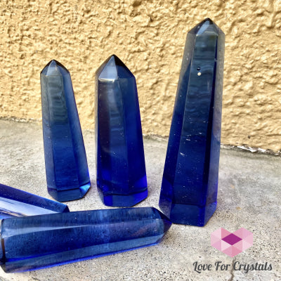 Cobalt Blue Obsidian (Man Made From Volcanic Ash) Crystal Points